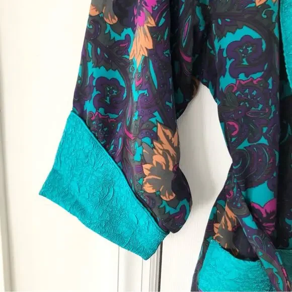 Victoria's Secret Vintage Gold Label Long Robe Tassel Tie Jacquard Trim Medium - Picture 7 of 13